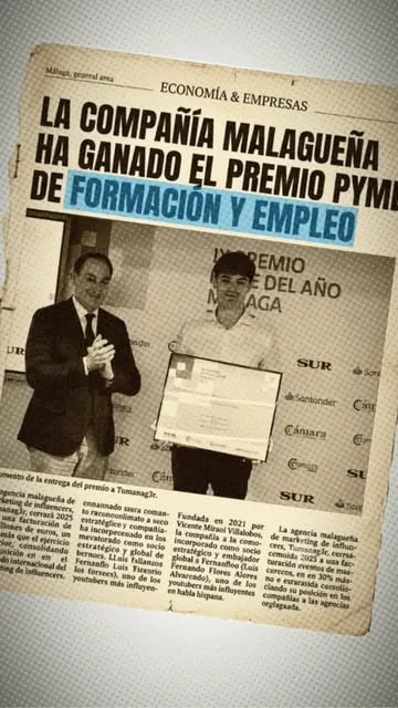 Press clipping about the Training and Employment runner-up recognition at the 2025 Málaga SME awards