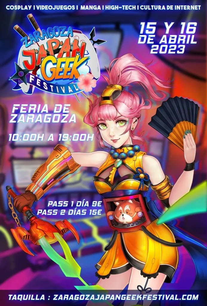 Cartel de Japan Geek Festival Zaragoza del 15 y 16 de abril de 2023
